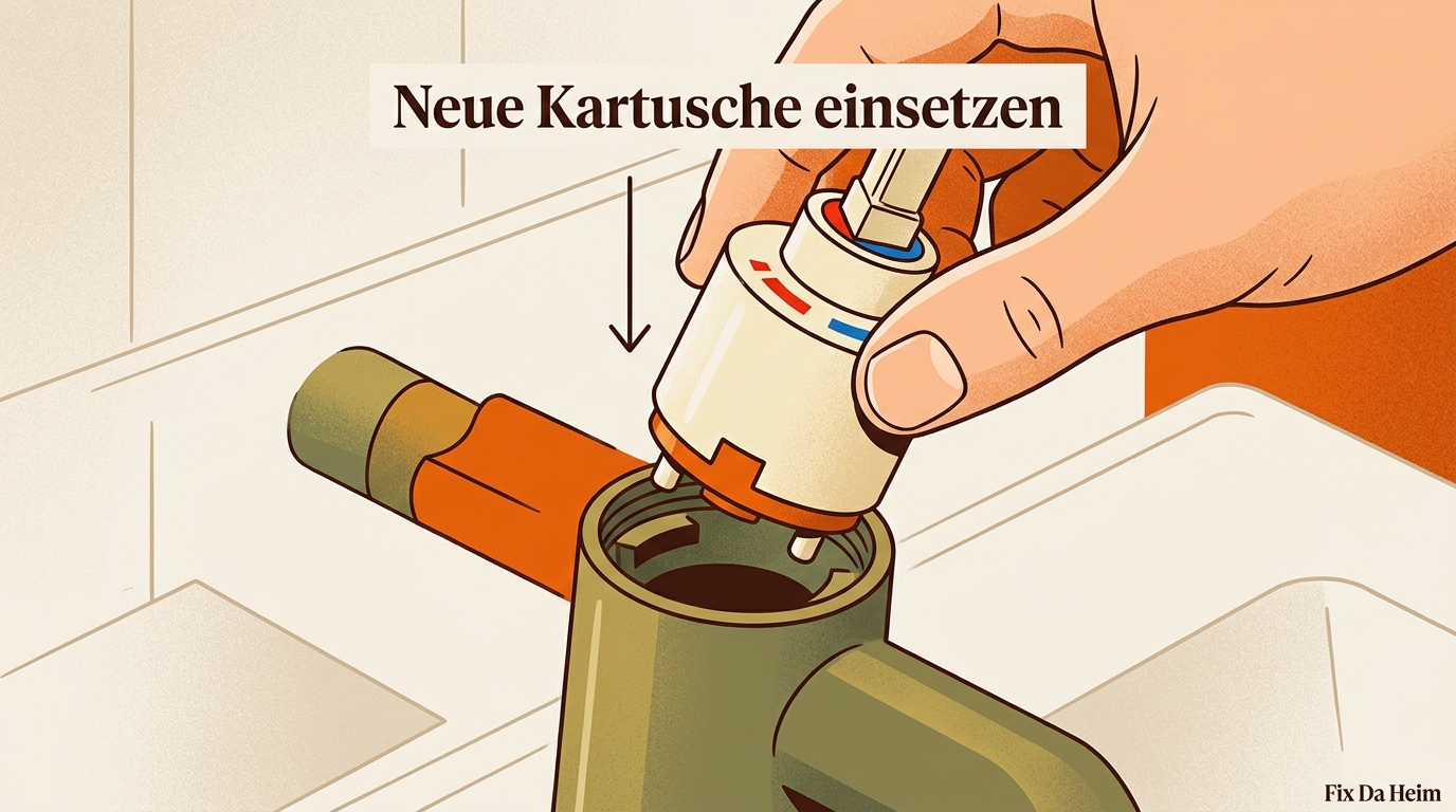 Wasserhahn Kartusche wechseln: Anleitung in 8 Schritten (2026) 8 Neue Kartusche korrekt ausrichten und in Wasserhahn einsetzen