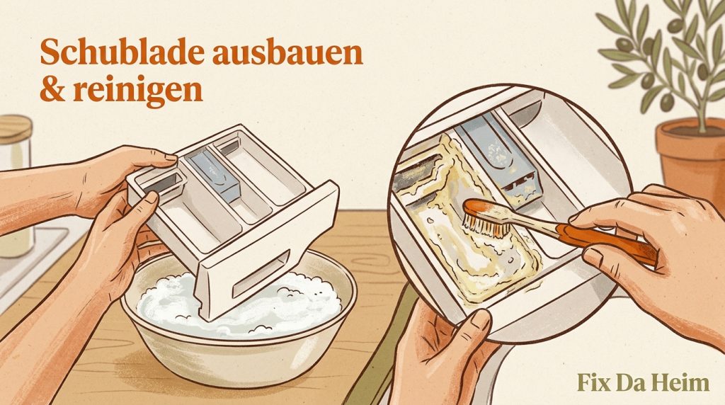 Waschmittelfach der Waschmaschine ausbauen und reinigen