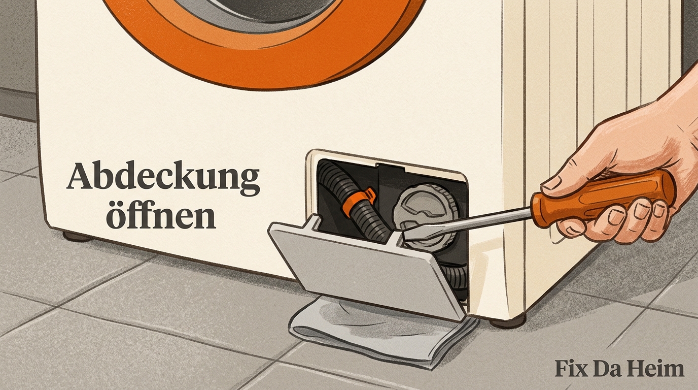 Waschmaschine schleudert nicht (2026) – 8 Ursachen & Lösungen 8 Abdeckung des Flusensiebs öffnen