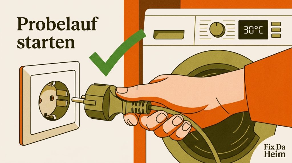 Waschmaschine anschließen: Schritt-für-Schritt-Anleitung (2026) 7 Waschmaschine Strom anschließen Schutzkontaktsteckdose Probelauf