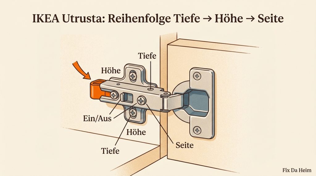 IKEA-Schranktüren einstellen (Utrusta-Scharniere)