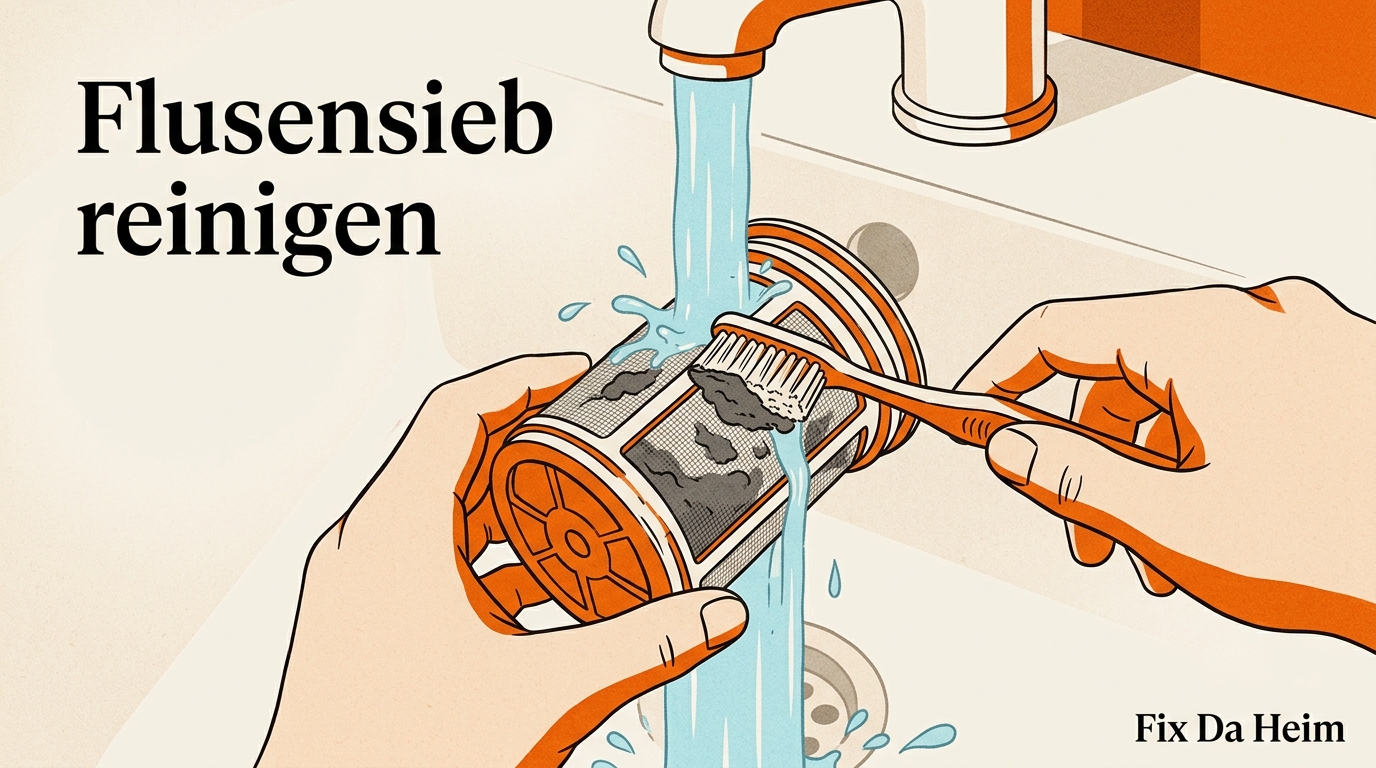 Waschmaschine schleudert nicht (2026) – 8 Ursachen & Lösungen 11 Flusensieb unter fließendem Wasser reinigen