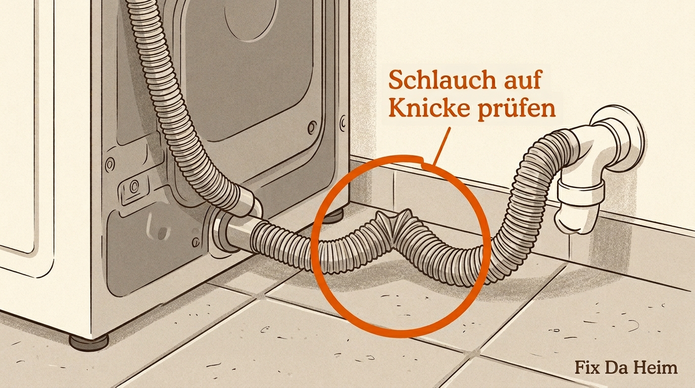Waschmaschine schleudert nicht (2026) – 8 Ursachen & Lösungen 12 Ablaufschlauch auf Knicke prüfen und geraderichten