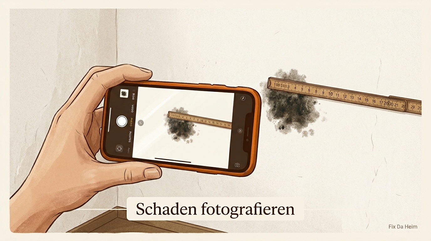 Schimmel im Schlafzimmer (2026): Wie gefährlich ist das – und was tust du jetzt? 4 Schimmelbefall fotografieren mit Maßstab zur Dokumentation