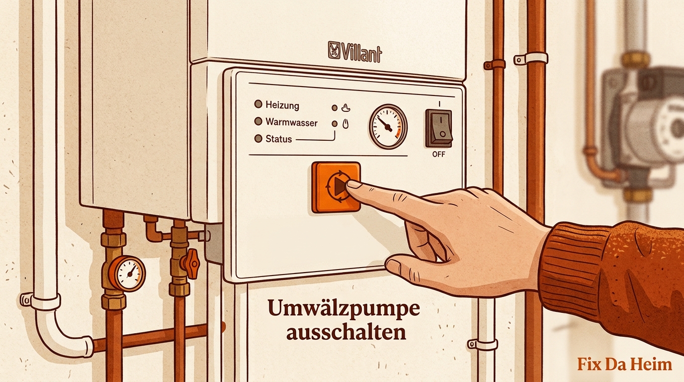 Heizungsanlage mit markierter Umwälzpumpe