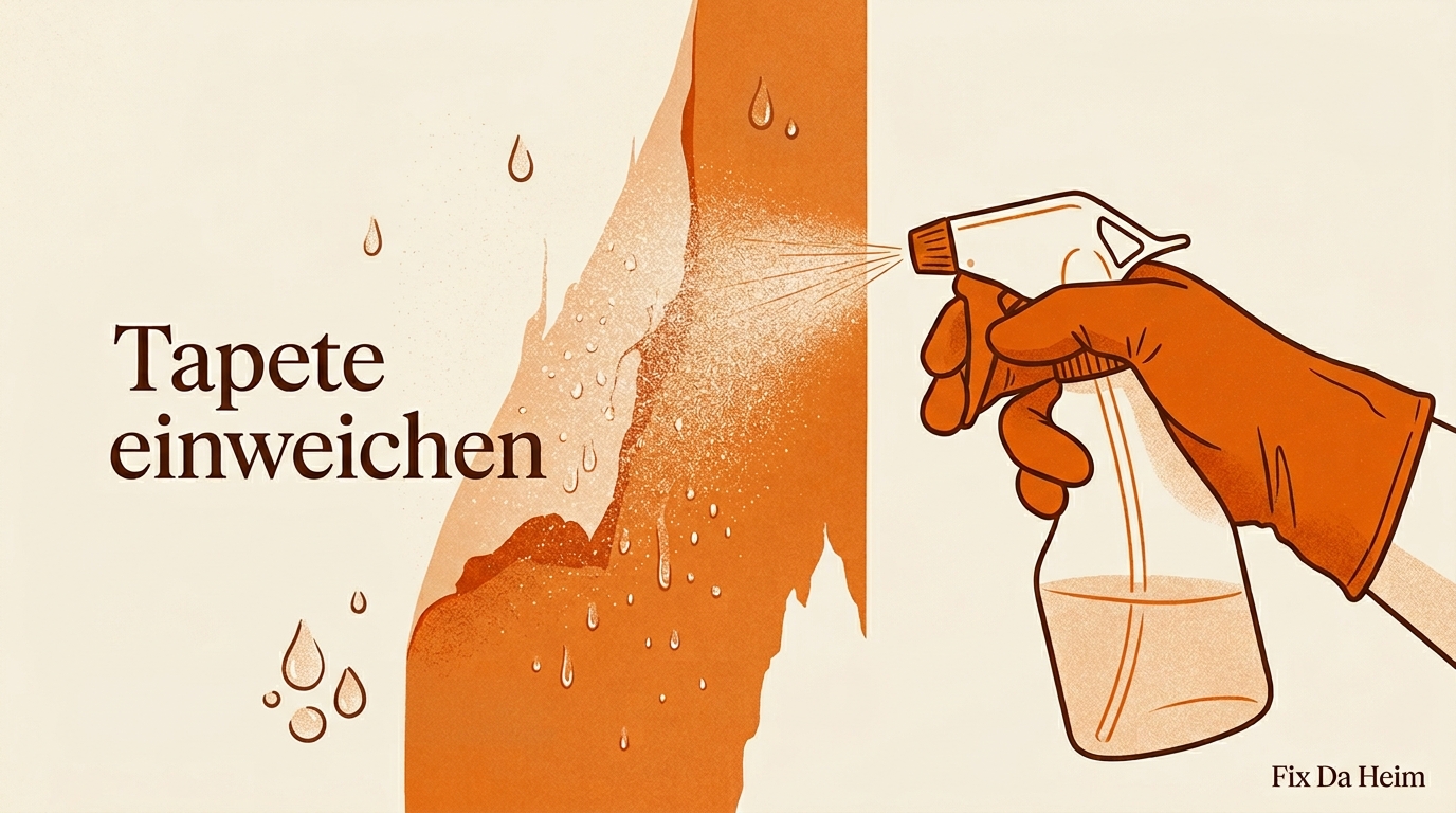 Schimmel unter Tapete entfernen (2026) – Anleitung & Mietrecht 7 Tapete anfeuchten – mit Wasser einweichen vor dem Abziehen