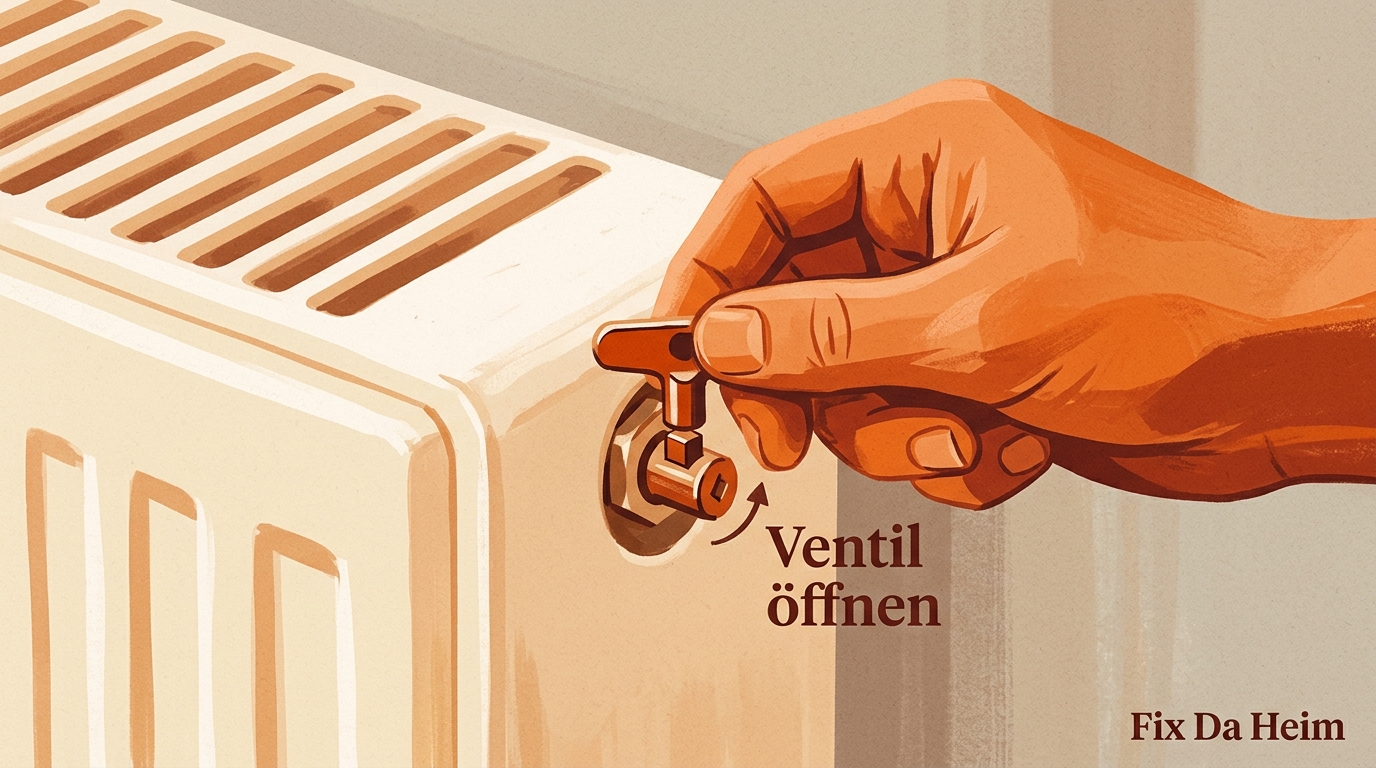 Entlüftungsschlüssel auf dem Vierkant des Ventils, leichte Drehung