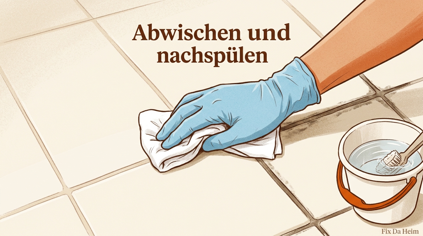 Schimmelentferner Test 2026: Welches Mittel wirklich wirkt 6 Abwischen von behandelter Schimmelstelle mit feuchtem Tuch