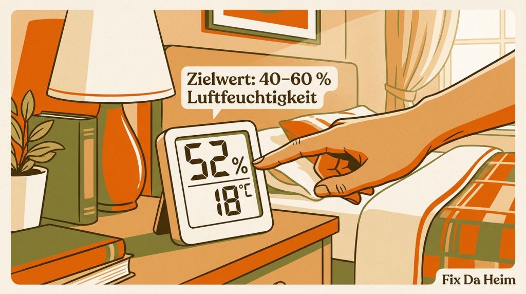 Digitales Hygrometer zeigt relative Luftfeuchtigkeit an — Kontrolle beim richtig Lüften gegen Schimmel