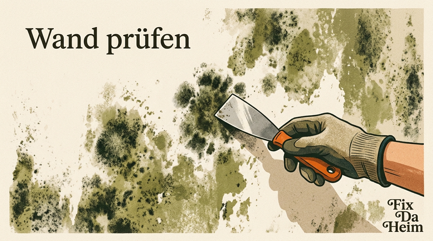 Schimmel unter Tapete entfernen (2026) – Anleitung & Mietrecht 9 Wand sichtprüfen – Putz auf Festigkeit und Tiefenschimmel prüfen