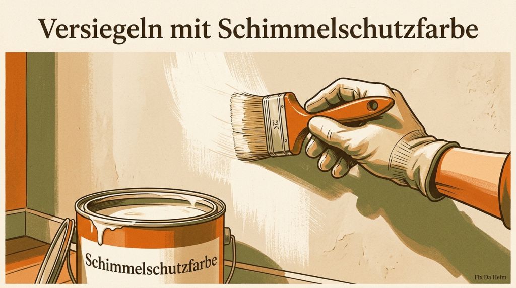 Schimmelschutzfarbe wird auf getrocknete Wand nach Schimmelentfernung aufgetragen