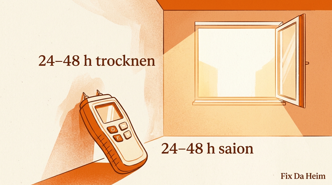 Schimmel unter Tapete entfernen (2026) – Anleitung & Mietrecht 11 Wand trocknen lassen – mindestens 24–48 Stunden