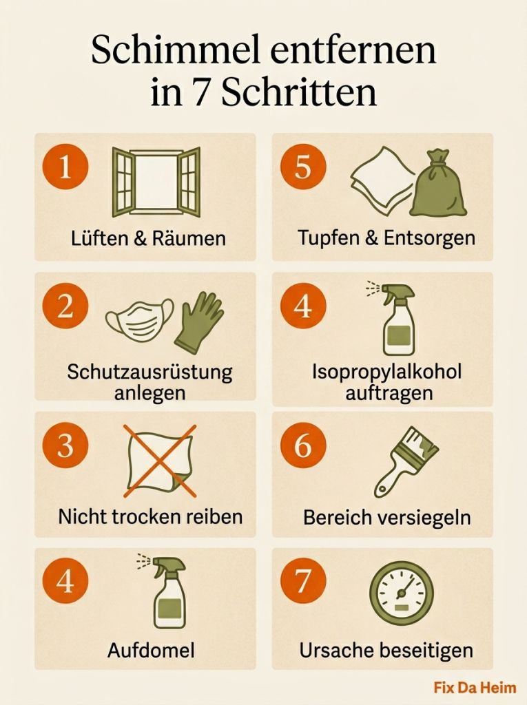 Schimmel in der Wohnung: Ursachen, Risiken & Entfernen (2026) 10 Schimmel in der Wohnung entfernen in 7 Schritten – von Lüften bis Ursache beseitigen