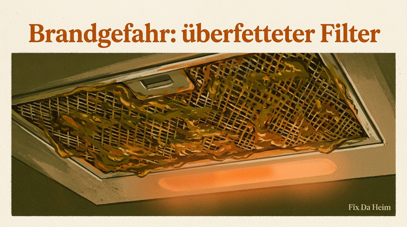 Dunstabzugshaube reinigen: Schritt-für-Schritt-Anleitung (2026) 3 Dunstabzugshaube Brandgefahr – überfetteter Filter als Brandrisiko