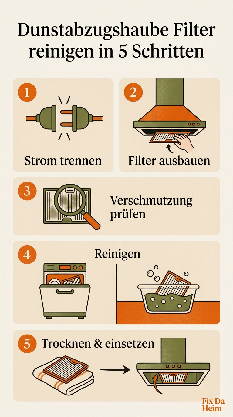 Dunstabzugshaube Filter reinigen (2026): So geht's richtig 9 Infografik: Dunstabzugshaube Filter reinigen