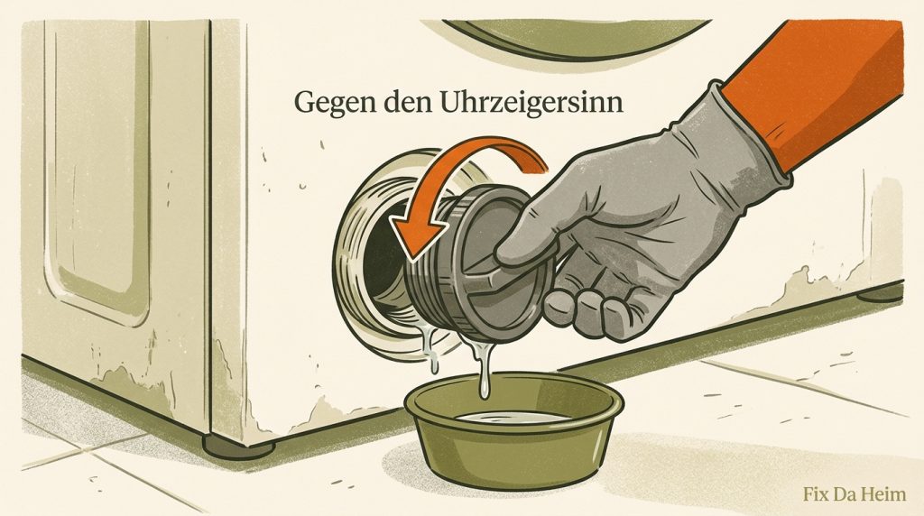 Waschmaschine Flusensieb reinigen – 10 Minuten, kein Techniker 5 Flusensieb herausdrehen Waschmaschine reinigen