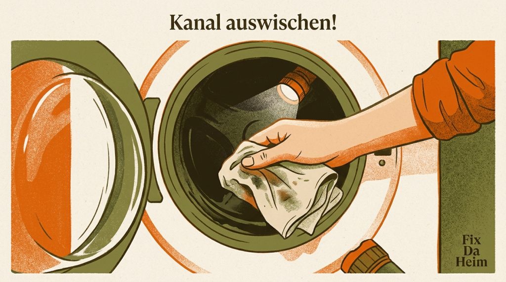Waschmaschine Flusensieb reinigen – 10 Minuten, kein Techniker 7 Siebkanal Waschmaschine auswischen Trommel reinigen