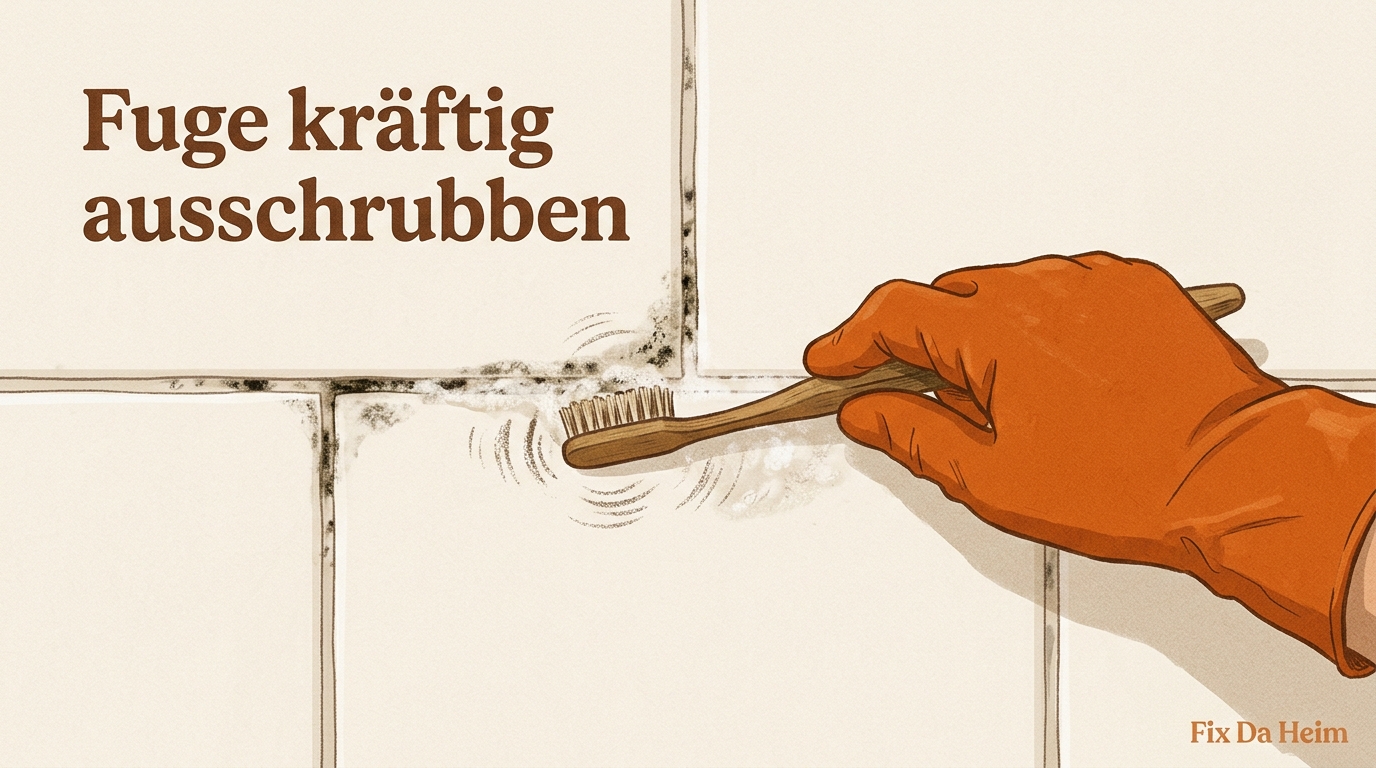 Schimmel auf Silikon entfernen – Reinigen oder erneuern? 18 Alte Zahnbürste schrubbt Silikonfuge in der Dusche