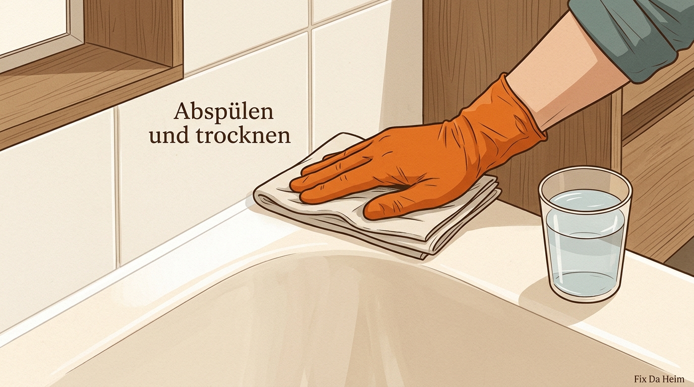 Schimmel auf Silikon entfernen – Reinigen oder erneuern? 19 Silikonfuge nach Reinigung trocken abtupfen mit Mikrofasertuch