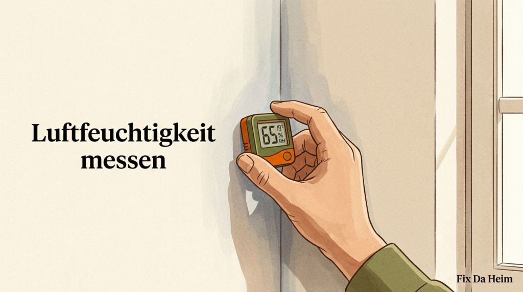 Hygrometer misst Luftfeuchtigkeit gegen Schimmel an der Wand