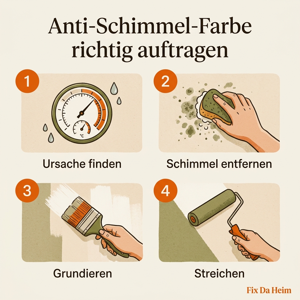 Infografik: Anti-Schimmel-Farbe richtig auftragen in 4 Schritten