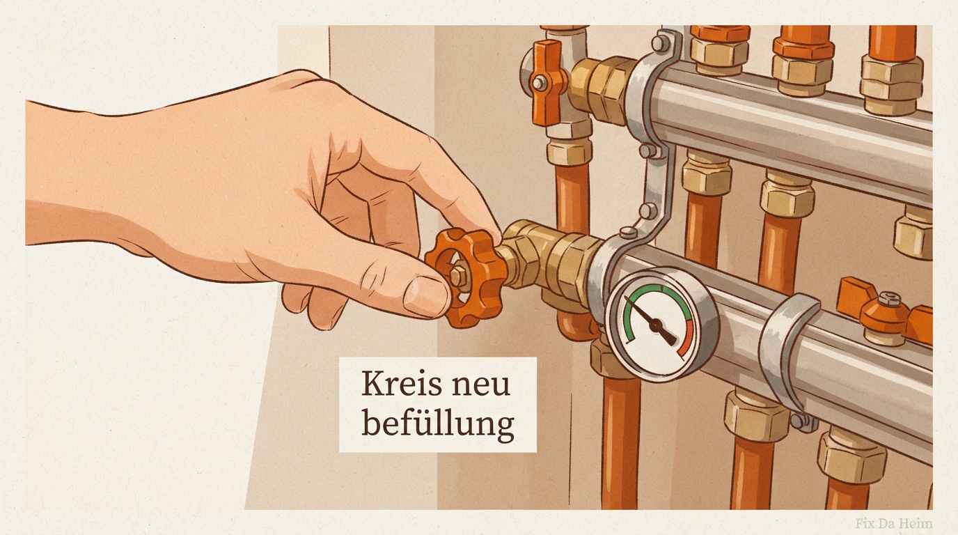 Fußbodenheizung spülen: Anleitung, Kosten & Intervalle 13 Heizkreis nach dem Spülen der Fußbodenheizung neu befüllen