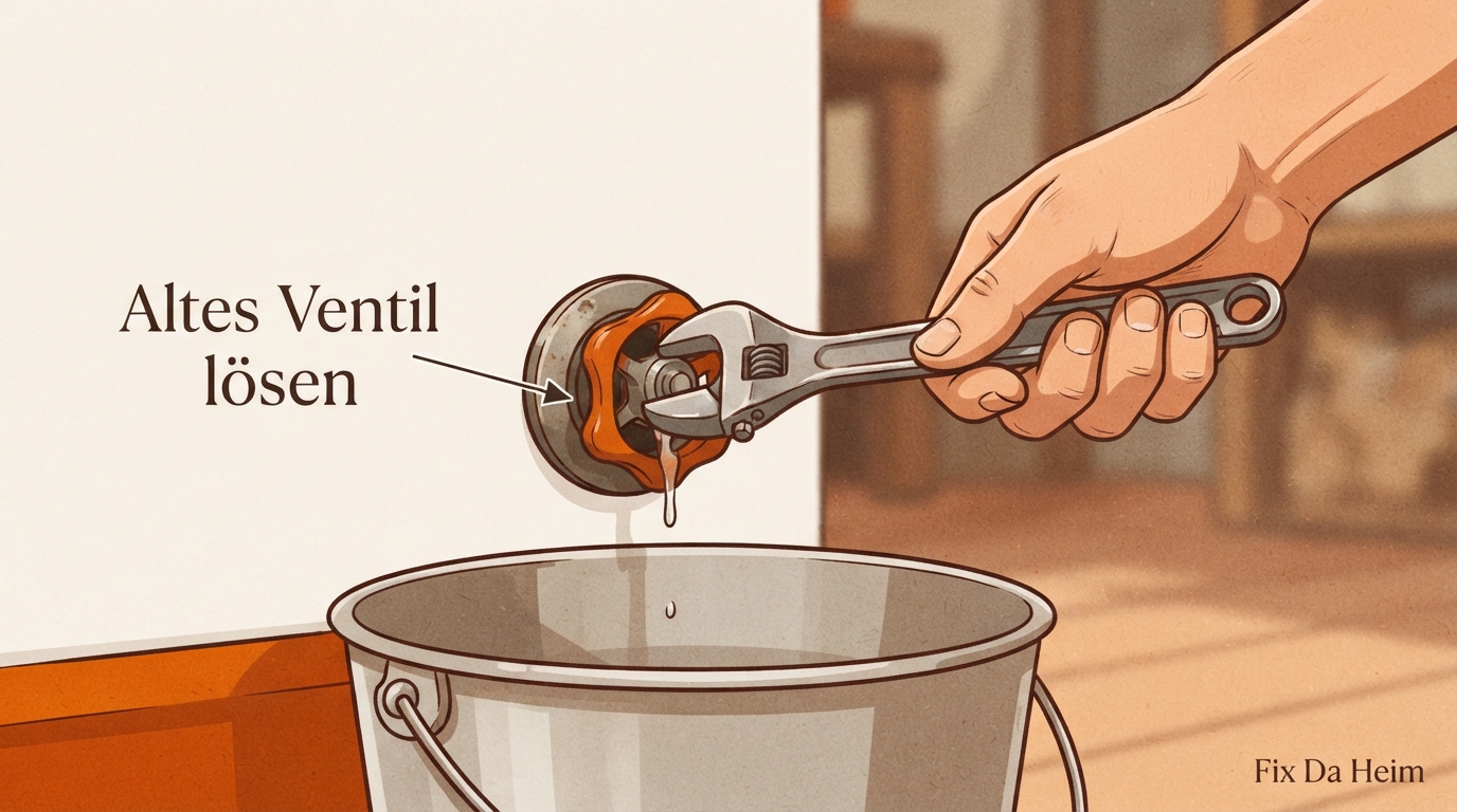 Manuelles Entlüftungsventil vor Einbau des automatischen Entlüfters lösen und ausbauen