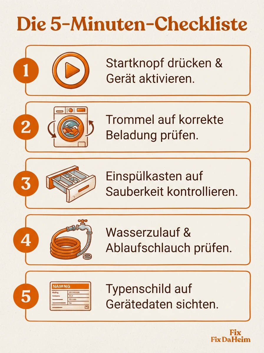 Gebrauchte Waschmaschine kaufen: Checkliste 2026 18 Infografik: Gebrauchte Waschmaschine kaufen – 5-Minuten-Checkliste für den Vor-Ort-Check