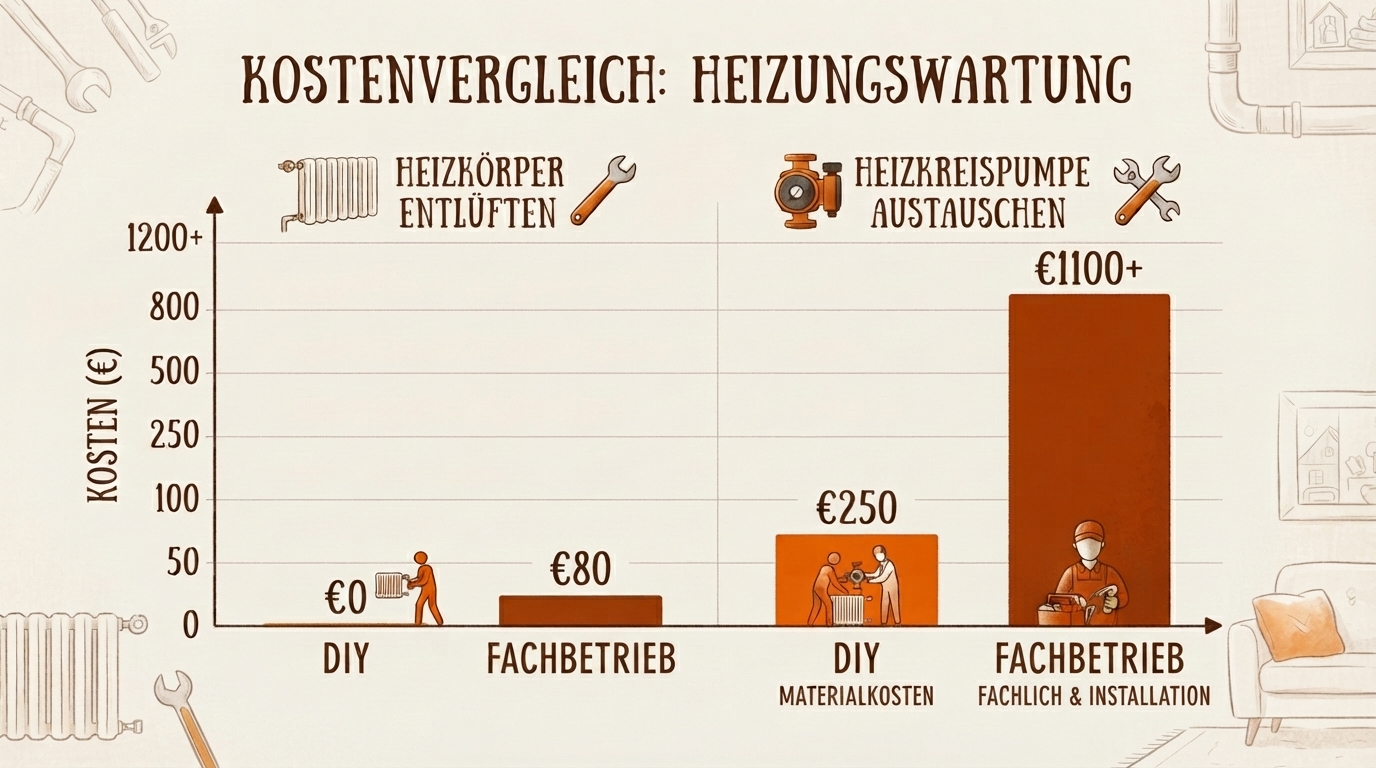 Heizungspumpe Geräusche: Ursachen erkennen, Diagnose in 5 Minuten 4 Kostenvergleich: DIY-Pumpentausch vs. Fachbetrieb