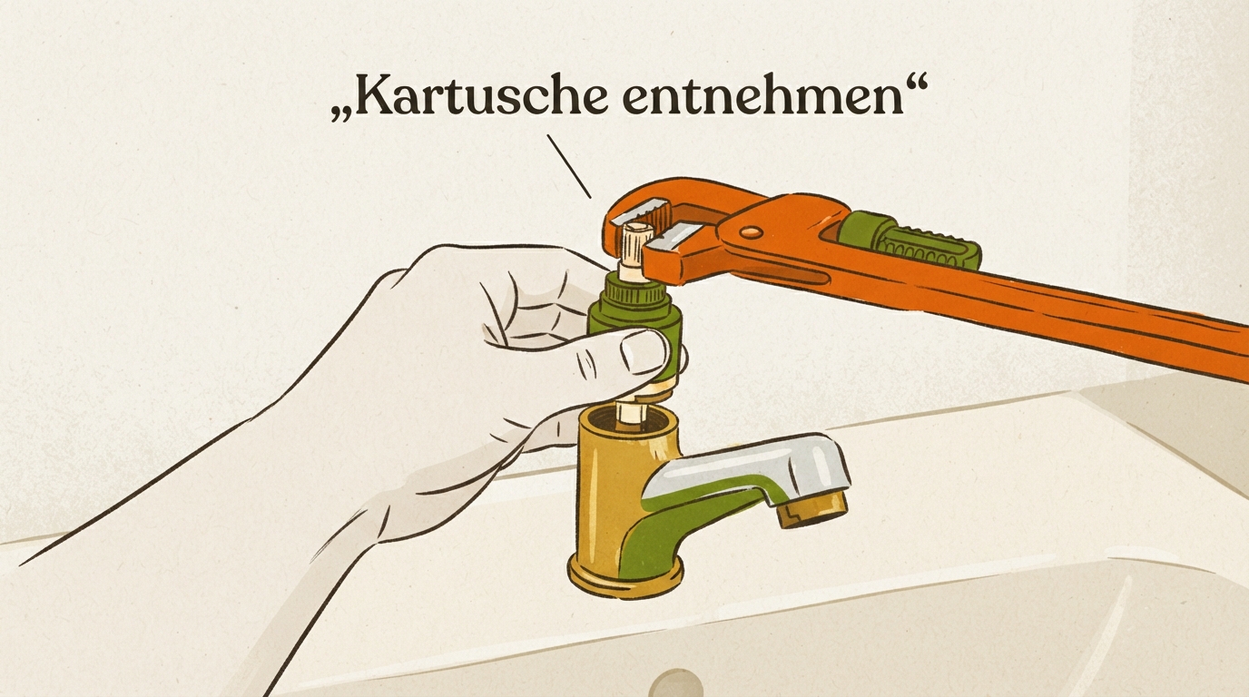 Kartusche wird aus dem Wasserhahn ausgebaut