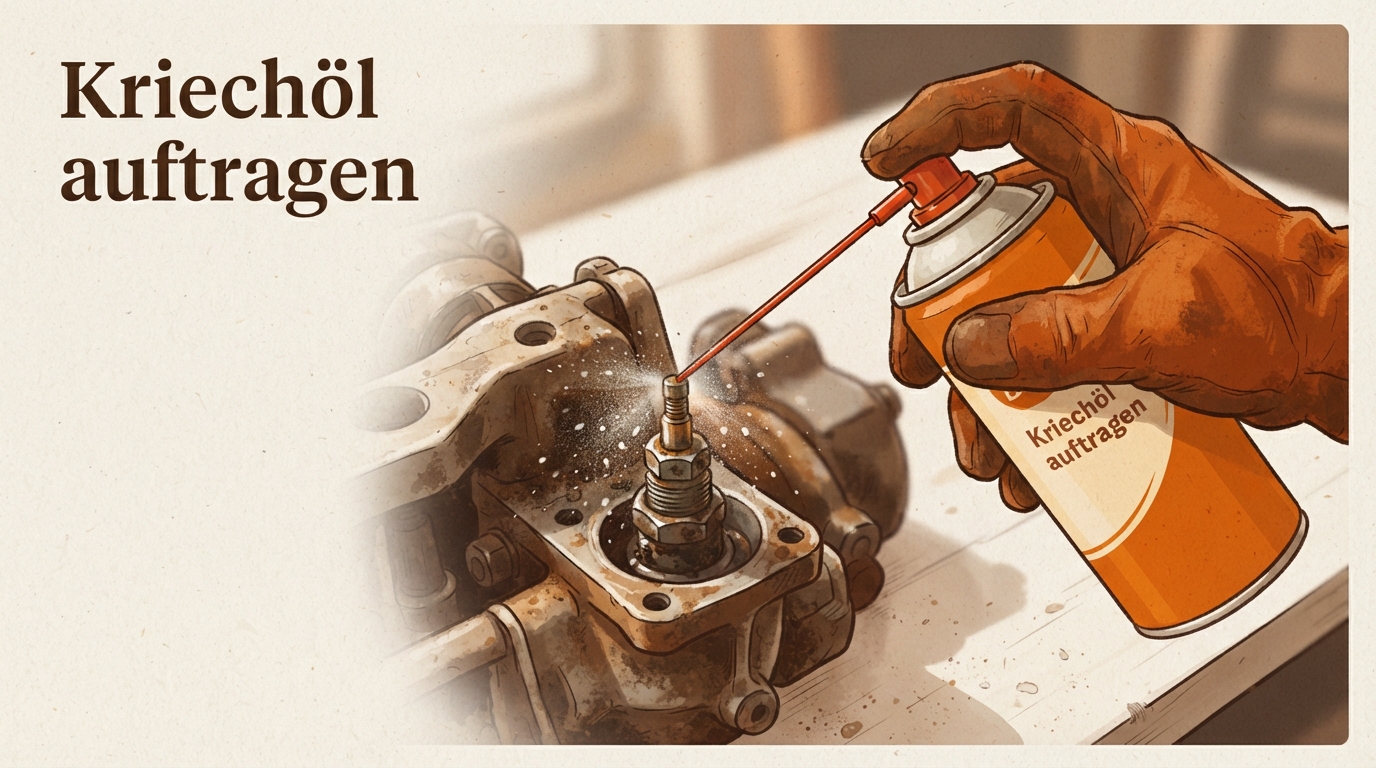 Kriechöl wird auf den Ventilstift aufgetragen