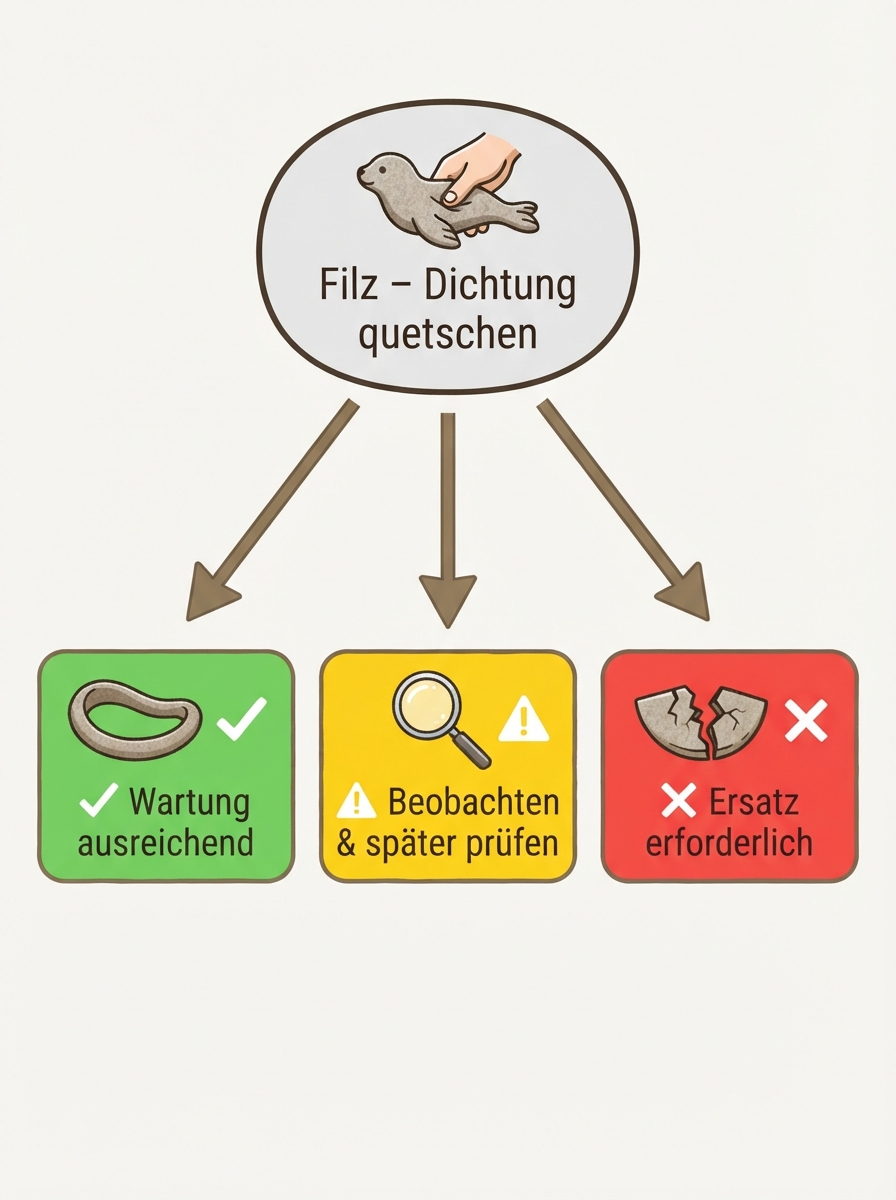 Entscheidungsbaum zur Diagnose Pflegen oder Austauschen bei Gummidichtungen