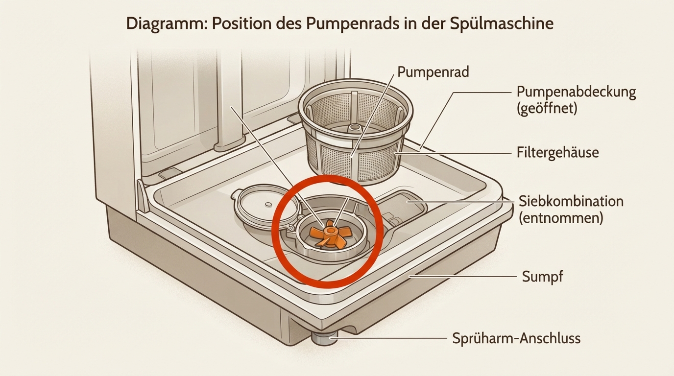 Freigelegtes Pumpenrad mit Fremdkörper