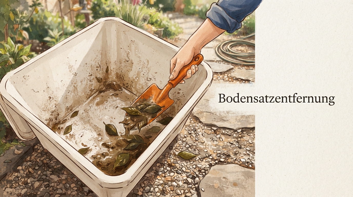 Entfernen von Bodensatz und Laubresten aus dem leeren Gefäß