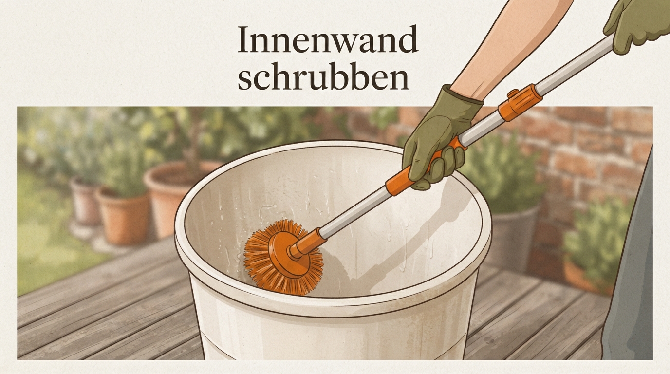 Schrubben der Innenwand mit der Bürste
