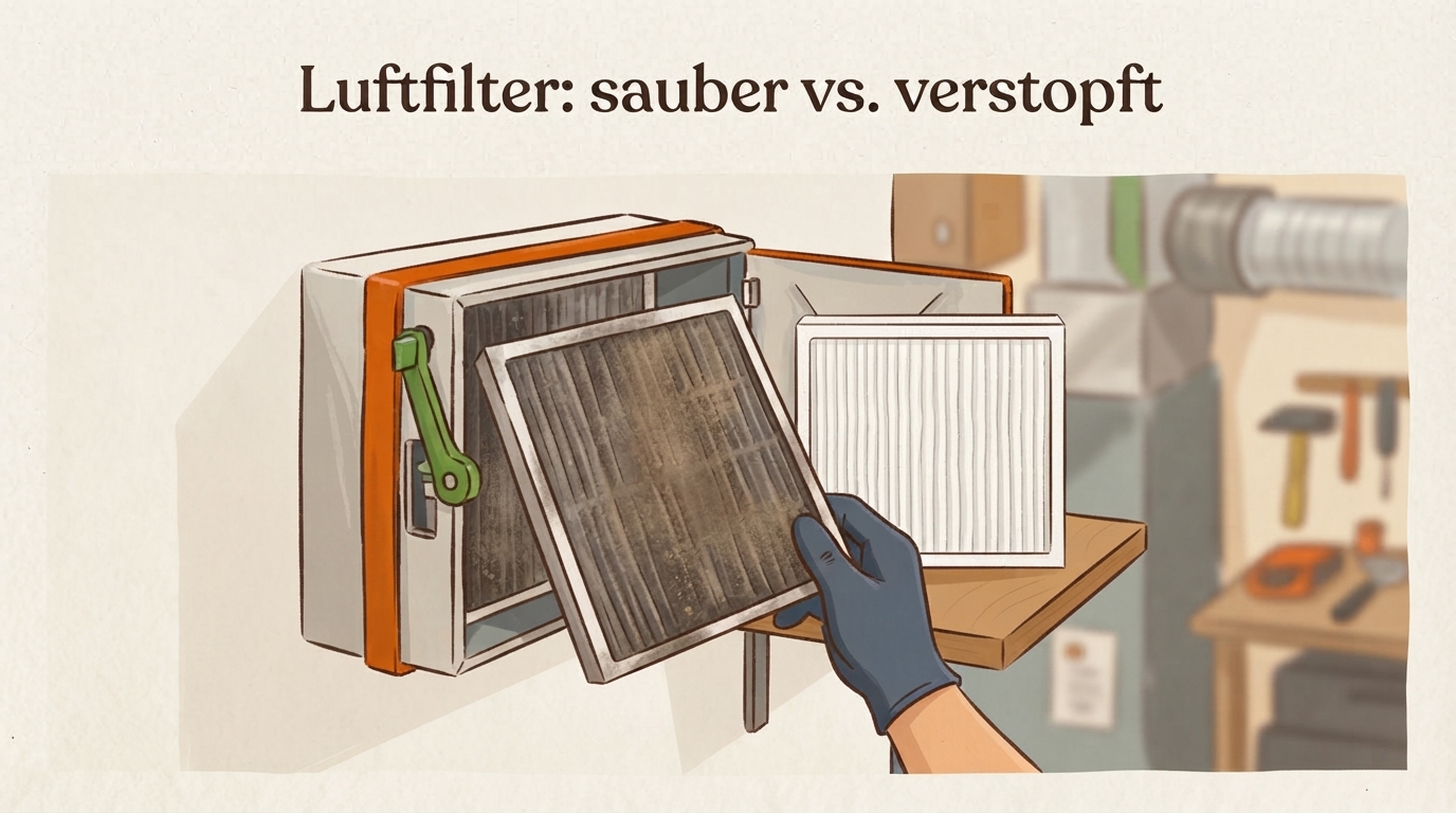 Rasenmäher-Luftfilter im Vergleich: sauber und verstopft